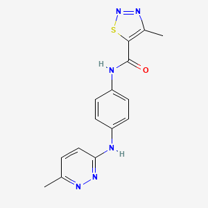 molecular formula C15H14N6OS B2658411 4-methyl-N-(4-((6-methylpyridazin-3-yl)amino)phenyl)-1,2,3-thiadiazole-5-carboxamide CAS No. 1207002-86-5