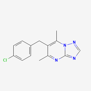 molecular formula C14H13ClN4 B2658435 6-(4-Chlorobenzyl)-5,7-dimethyl[1,2,4]triazolo[1,5-a]pyrimidine CAS No. 656816-32-9