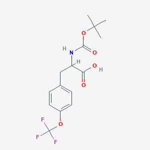 molecular formula C15H18F3NO5 B2658438 2-[(2-methylpropan-2-yl)oxycarbonylamino]-3-[4-(trifluoromethoxy)phenyl]propanoic Acid CAS No. 1654772-46-9