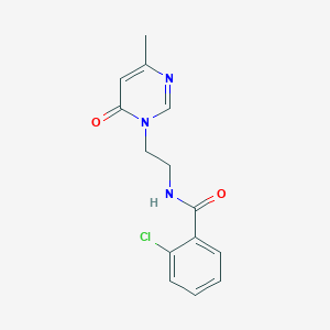 molecular formula C14H14ClN3O2 B2658449 2-氯-N-(2-(4-甲基-6-氧代嘧啶-1(6H)-基)乙基)苯甲酰胺 CAS No. 1421477-82-8