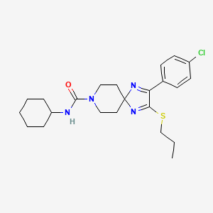 molecular formula C23H31ClN4OS B2658451 2-(4-chlorophenyl)-N-cyclohexyl-3-(propylthio)-1,4,8-triazaspiro[4.5]deca-1,3-diene-8-carboxamide CAS No. 894887-73-1