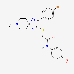 molecular formula C24H27BrN4O2S B2658452 2-((3-(4-溴苯基)-8-乙基-1,4,8-三氮杂螺[4.5]癸-1,3-二烯-2-基)硫代)-N-(4-甲氧基苯基)乙酰胺 CAS No. 1185075-09-5