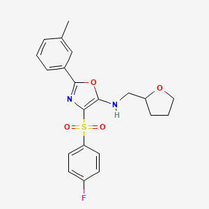 4-((4-fluorophenyl)sulfonyl)-N-((tetrahydrofuran-2-yl)methyl)-2-(m-tolyl)oxazol-5-amine