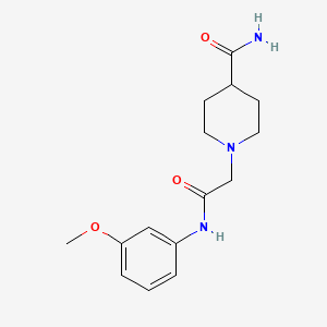 molecular formula C15H21N3O3 B2658466 1-[2-(3-甲氧基苯胺基)-2-氧代乙基]哌啶-4-甲酰胺 CAS No. 902349-35-3