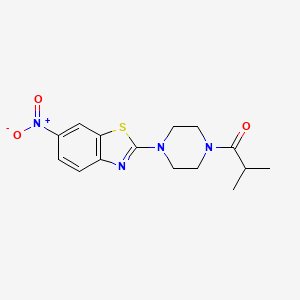 molecular formula C15H18N4O3S B2658468 2-Methyl-1-(4-(6-nitrobenzo[d]thiazol-2-yl)piperazin-1-yl)propan-1-one CAS No. 897474-70-3