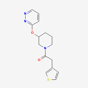 molecular formula C15H17N3O2S B2658473 1-(3-(Pyridazin-3-yloxy)piperidin-1-yl)-2-(thiophen-3-yl)ethanone CAS No. 2034438-40-7