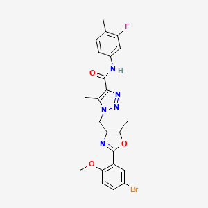 molecular formula C23H21BrFN5O3 B2658480 1-{[2-(5-溴-2-甲氧基苯基)-5-甲基-1,3-恶唑-4-基]甲基}-N-(3-氟-4-甲基苯基)-5-甲基-1H-1,2,3-三唑-4-甲酰胺 CAS No. 1351847-86-3