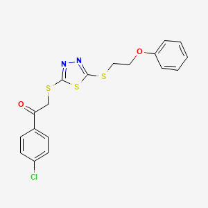 1-(4-Chlorophenyl)-2-[[5-(2-phenoxyethylsulfanyl)-1,3,4-thiadiazol-2-yl]sulfanyl]ethanone