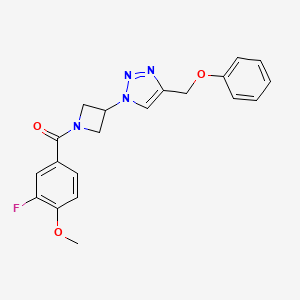 molecular formula C20H19FN4O3 B2658488 (3-fluoro-4-methoxyphenyl)(3-(4-(phenoxymethyl)-1H-1,2,3-triazol-1-yl)azetidin-1-yl)methanone CAS No. 2034592-60-2