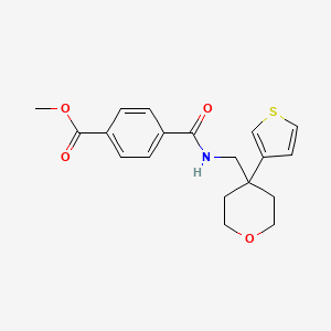 methyl 4-(((4-(thiophen-3-yl)tetrahydro-2H-pyran-4-yl)methyl)carbamoyl)benzoate