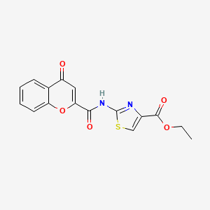 molecular formula C16H12N2O5S B2658505 2-(4-氧代-4H-色烯-2-甲酰氨基)噻唑-4-甲酸乙酯 CAS No. 361478-77-5