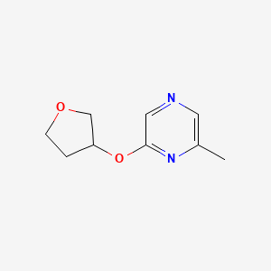 molecular formula C9H12N2O2 B2658507 2-Methyl-6-(oxolan-3-yloxy)pyrazine CAS No. 2189434-09-9