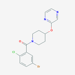 molecular formula C16H15BrClN3O2 B2658513 (5-Bromo-2-chlorophenyl)(4-(pyrazin-2-yloxy)piperidin-1-yl)methanone CAS No. 1421509-36-5