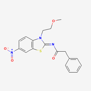 molecular formula C18H17N3O4S B2658516 (Z)-N-(3-(2-methoxyethyl)-6-nitrobenzo[d]thiazol-2(3H)-ylidene)-2-phenylacetamide CAS No. 864976-80-7