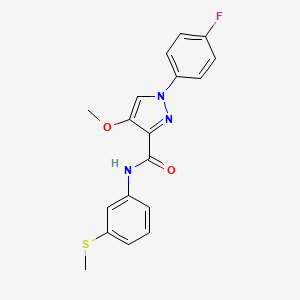 molecular formula C18H16FN3O2S B2658522 1-(4-fluorophenyl)-4-methoxy-N-(3-(methylthio)phenyl)-1H-pyrazole-3-carboxamide CAS No. 1171477-32-9
