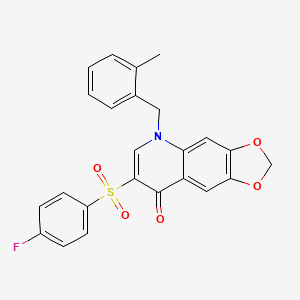 molecular formula C24H18FNO5S B2658536 7-(4-fluorobenzenesulfonyl)-5-[(2-methylphenyl)methyl]-2H,5H,8H-[1,3]dioxolo[4,5-g]quinolin-8-one CAS No. 866811-11-2