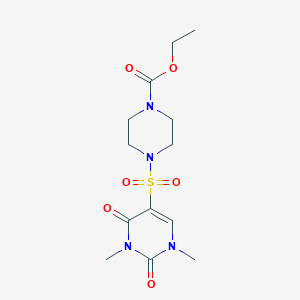 molecular formula C13H20N4O6S B2658539 4-((1,3-二甲基-2,4-二氧代-1,2,3,4-四氢嘧啶-5-基)磺酰基)哌嗪-1-羧酸乙酯 CAS No. 874806-32-3