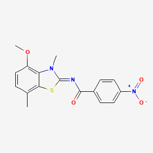 N-(4-methoxy-3,7-dimethyl-1,3-benzothiazol-2-ylidene)-4-nitrobenzamide