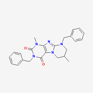 molecular formula C24H25N5O2 B2658555 3,9-dibenzyl-1,7-dimethyl-6,7,8,9-tetrahydropyrimido[2,1-f]purine-2,4(1H,3H)-dione CAS No. 876151-85-8