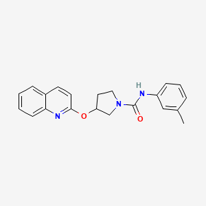molecular formula C21H21N3O2 B2658556 3-(喹啉-2-氧基)-N-(间甲苯基)吡咯烷-1-甲酰胺 CAS No. 2034300-54-2