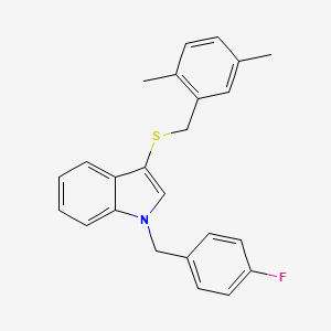molecular formula C24H22FNS B2658557 3-((2,5-二甲基苄基)硫代)-1-(4-氟苄基)-1H-吲哚 CAS No. 681274-90-8