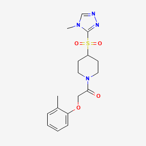 molecular formula C17H22N4O4S B2658561 1-(4-((4-methyl-4H-1,2,4-triazol-3-yl)sulfonyl)piperidin-1-yl)-2-(o-tolyloxy)ethanone CAS No. 1448051-53-3