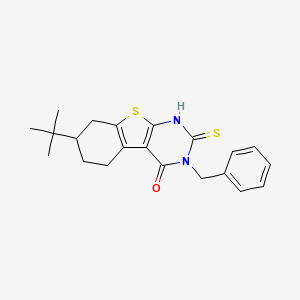 molecular formula C21H24N2OS2 B2658562 3-benzyl-7-tert-butyl-2-mercapto-5,6,7,8-tetrahydro[1]benzothieno[2,3-d]pyrimidin-4(3H)-one CAS No. 299921-58-7