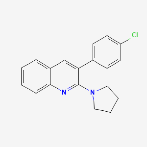 molecular formula C19H17ClN2 B2658563 3-(4-Chlorophenyl)-2-(1-pyrrolidinyl)quinoline CAS No. 339102-80-6
