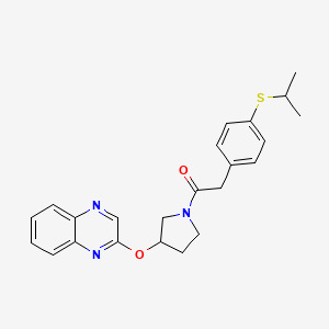 molecular formula C23H25N3O2S B2658564 2-[4-(Propan-2-ylsulfanyl)phenyl]-1-[3-(quinoxalin-2-yloxy)pyrrolidin-1-yl]ethan-1-one CAS No. 2097904-23-7