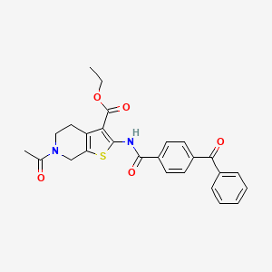 molecular formula C26H24N2O5S B2658567 6-乙酰基-2-(4-苯甲酰苯甲酰胺基)-4,5,6,7-四氢噻吩并[2,3-c]吡啶-3-甲酸乙酯 CAS No. 921067-94-9