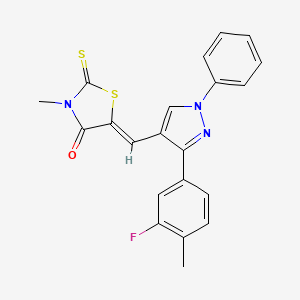molecular formula C21H16FN3OS2 B2658568 (Z)-5-((3-(3-fluoro-4-methylphenyl)-1-phenyl-1H-pyrazol-4-yl)methylene)-3-methyl-2-thioxothiazolidin-4-one CAS No. 623936-10-7