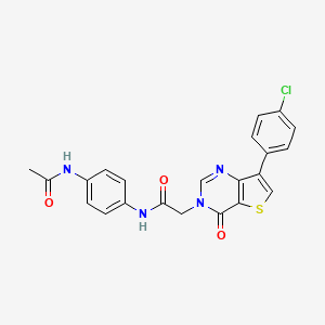 molecular formula C22H17ClN4O3S B2658570 N-[4-(acetylamino)phenyl]-2-[7-(4-chlorophenyl)-4-oxothieno[3,2-d]pyrimidin-3(4H)-yl]acetamide CAS No. 1105242-27-0