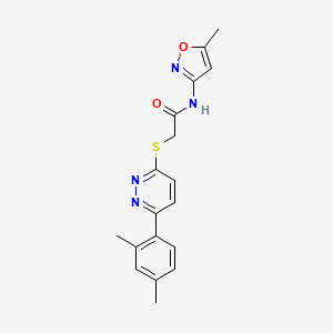 molecular formula C18H18N4O2S B2658572 2-((6-(2,4-二甲苯基)嘧啶-3-基)硫代)-N-(5-甲基异恶唑-3-基)乙酰胺 CAS No. 922901-12-0