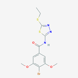 molecular formula C13H14BrN3O3S2 B265858 4-bromo-N-[5-(ethylsulfanyl)-1,3,4-thiadiazol-2-yl]-3,5-dimethoxybenzamide 