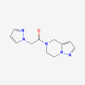 molecular formula C11H13N5O B2658590 1-(6,7-dihydropyrazolo[1,5-a]pyrazin-5(4H)-yl)-2-(1H-pyrazol-1-yl)ethanone CAS No. 2034264-88-3