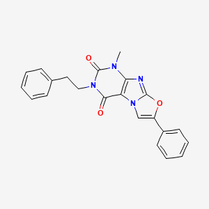 molecular formula C22H18N4O3 B2658591 1-methyl-3-phenethyl-7-phenyloxazolo[2,3-f]purine-2,4(1H,3H)-dione CAS No. 899947-68-3