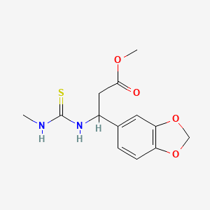 molecular formula C13H16N2O4S B2658595 Methyl 3-(1,3-benzodioxol-5-yl)-3-{[(methylamino)carbothioyl]amino}propanoate CAS No. 866136-97-2