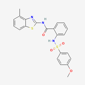 molecular formula C22H19N3O4S2 B2658602 2-(4-methoxyphenylsulfonamido)-N-(4-methylbenzo[d]thiazol-2-yl)benzamide CAS No. 886908-03-8