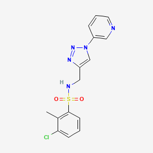 molecular formula C15H14ClN5O2S B2658603 3-chloro-2-methyl-N-((1-(pyridin-3-yl)-1H-1,2,3-triazol-4-yl)methyl)benzenesulfonamide CAS No. 2034612-61-6