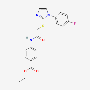 molecular formula C20H18FN3O3S B2658605 4-[[2-[1-(4-氟苯基)咪唑-2-基]硫代乙酰基]氨基]苯甲酸乙酯 CAS No. 688336-69-8