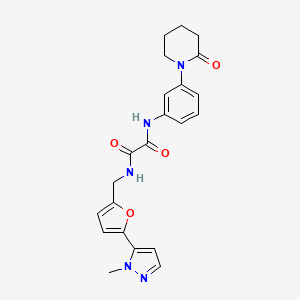 molecular formula C22H23N5O4 B2658607 N-{[5-(1-methyl-1H-pyrazol-5-yl)furan-2-yl]methyl}-N'-[3-(2-oxopiperidin-1-yl)phenyl]ethanediamide CAS No. 2415525-73-2