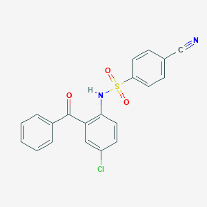 molecular formula C20H13ClN2O3S B265861 N-(2-benzoyl-4-chloro-phenyl)-4-cyano-benzenesulfonamide 
