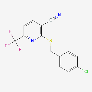 molecular formula C14H8ClF3N2S B2658617 2-[(4-氯苄基)硫代]-6-(三氟甲基)烟腈 CAS No. 478050-36-1