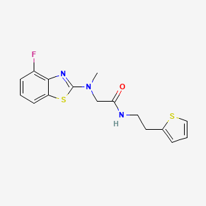 molecular formula C16H16FN3OS2 B2658629 2-((4-氟苯并[d]噻唑-2-基)(甲基)氨基)-N-(2-(噻吩-2-基)乙基)乙酰胺 CAS No. 1351644-02-4