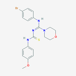 molecular formula C19H21BrN4O2S B2658634 (E)-N'-(4-bromophenyl)-N-((4-methoxyphenyl)carbamothioyl)morpholine-4-carboximidamide CAS No. 27443-30-7