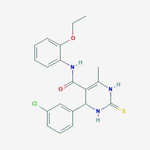 molecular formula C20H20ClN3O2S B2658638 4-(3-chlorophenyl)-N-(2-ethoxyphenyl)-6-methyl-2-thioxo-1,2,3,4-tetrahydropyrimidine-5-carboxamide CAS No. 397882-39-2
