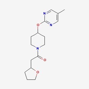 molecular formula C16H23N3O3 B2658639 1-[4-(5-Methylpyrimidin-2-yl)oxypiperidin-1-yl]-2-(oxolan-2-yl)ethanone CAS No. 2380172-97-2