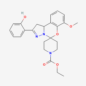 molecular formula C24H27N3O5 B2658645 2-(2-羟基苯基)-7-甲氧基-1,10b-二氢螺[苯并[e]吡唑并[1,5-c][1,3]恶嗪-5,4'-哌啶]-1'-羧酸乙酯 CAS No. 899972-50-0