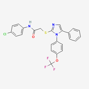 molecular formula C24H17ClF3N3O2S B2658651 N-(4-氯苯基)-2-((5-苯基-1-(4-(三氟甲氧基)苯基)-1H-咪唑-2-基)硫代)乙酰胺 CAS No. 1226450-12-9