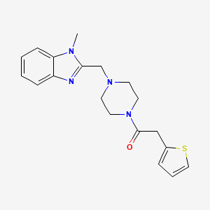 molecular formula C19H22N4OS B2658655 1-(4-((1-methyl-1H-benzo[d]imidazol-2-yl)methyl)piperazin-1-yl)-2-(thiophen-2-yl)ethanone CAS No. 1170258-68-0